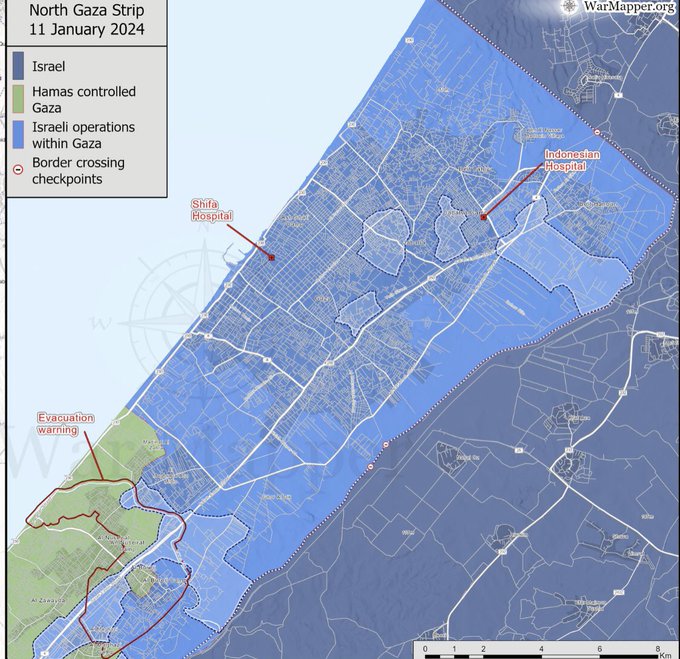 Gaza map January 11 2024