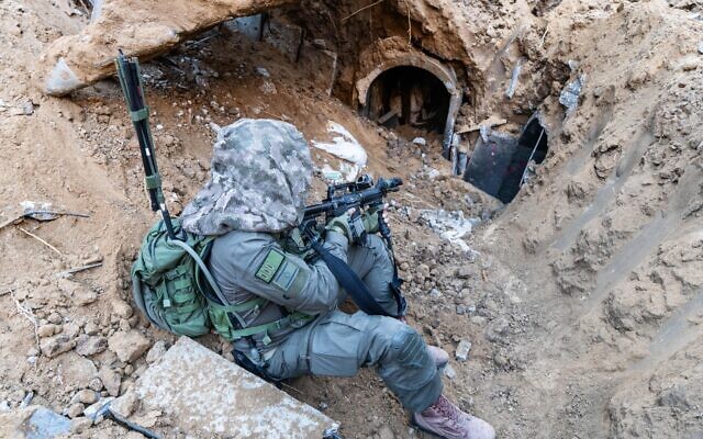 IDF soldier guards Gaza tunnel entrance