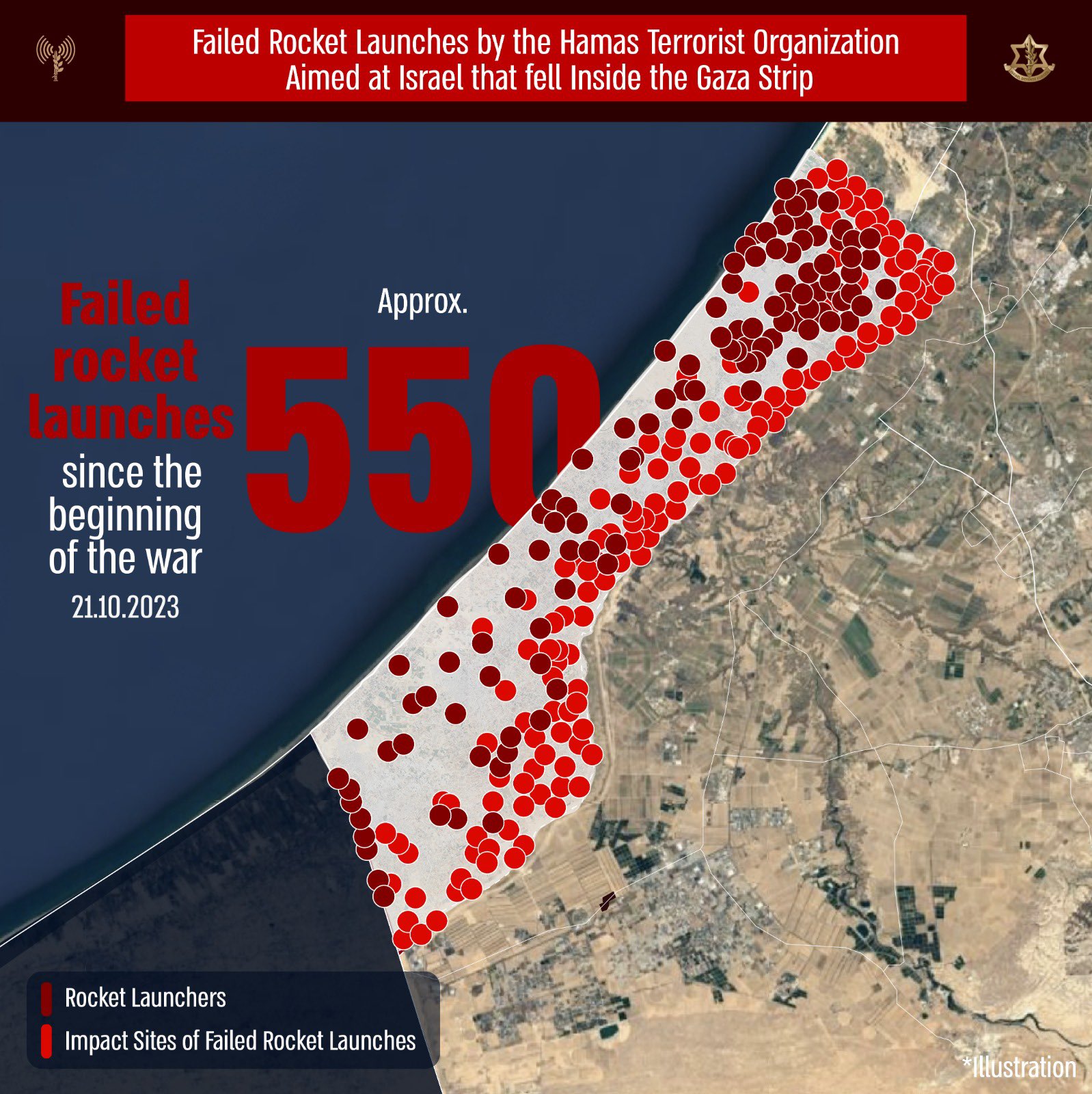 Hamas failed rocket launches 10 21 2023 IDF release