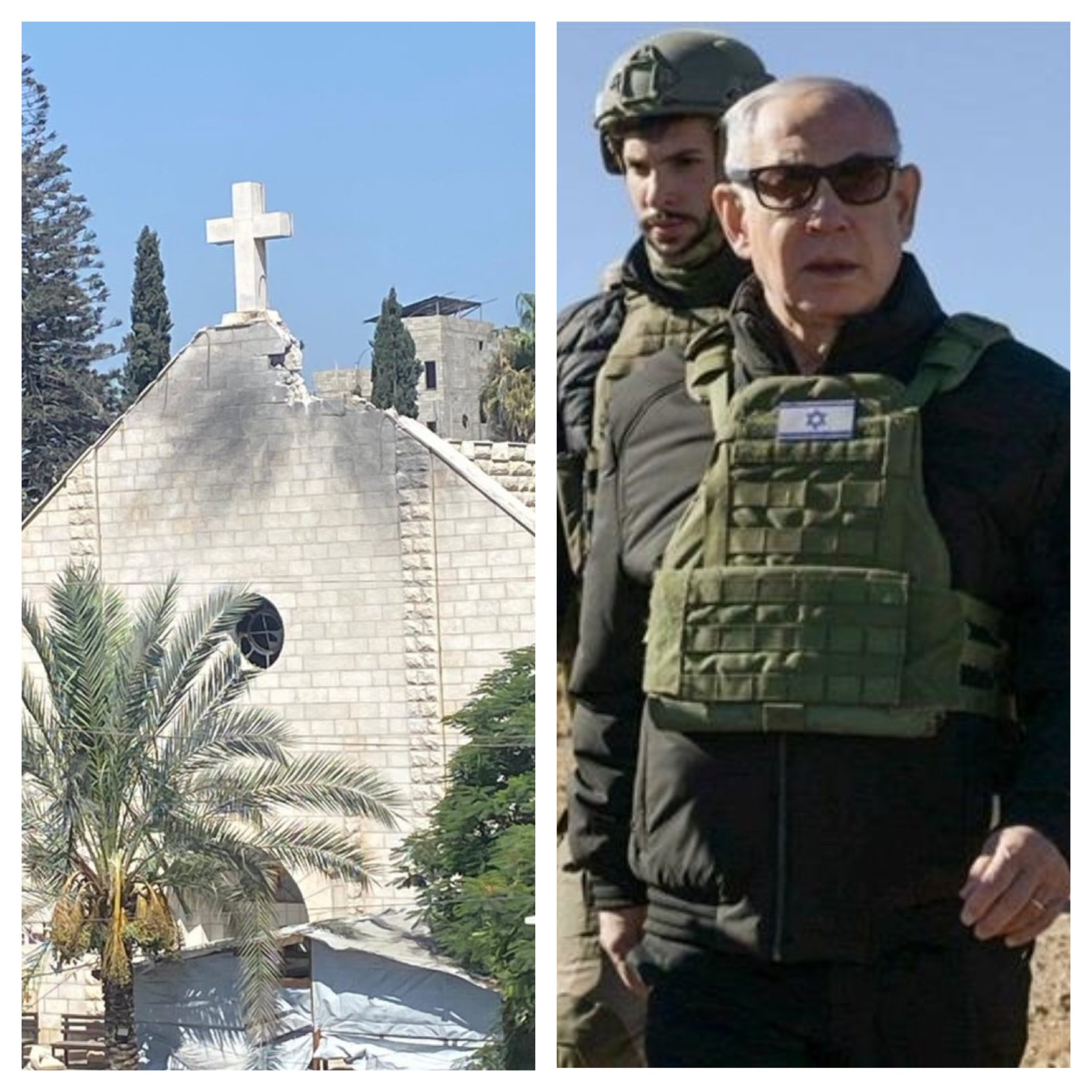 Holy Family church and Israeli PM Benjamin Netanyahu
