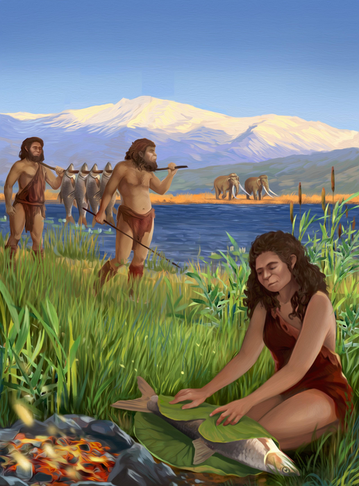 Ancient hominins eating fish in Israel