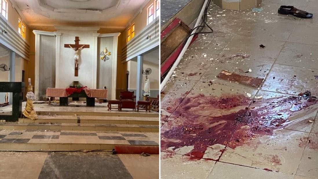 Blood stain Nigeria massacre Catholic church 12 25 2023