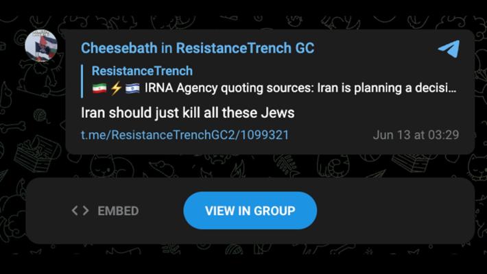 Antisemitism on telegram