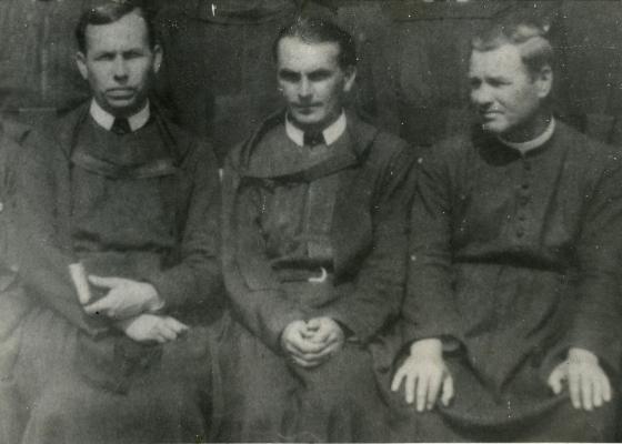 Ven. Petro Oros (center) with fellow priests circa 1938.