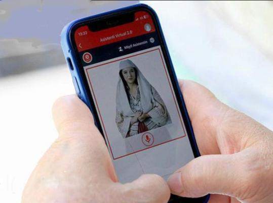 Cellphone held by someone using Albiania's AI minister portal