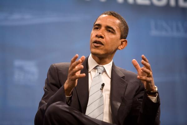 Barack Obama gesticulates