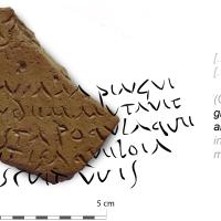 Fragment of Virgils Georgics on oil amphora shard