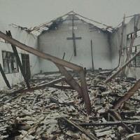 A burned Christian church in Nigeria