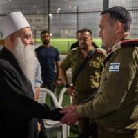 Druze leader Shaykh Mowafag Tarif and Lt Gen Herzi Halevi at Majdal Shams