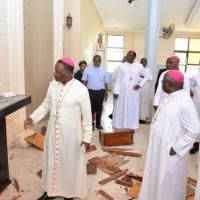 Bishop Jude Arogundade visits St Francis church destroyed in Owo, Nigeria, 2022