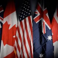 Flags of the Five Eyes countries 