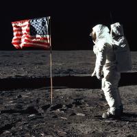 NASA photo astronaut on the moon 