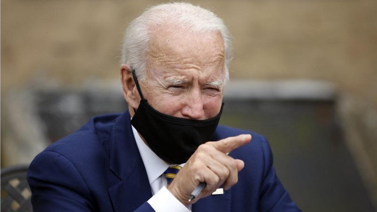 Biden points a finger somewhere