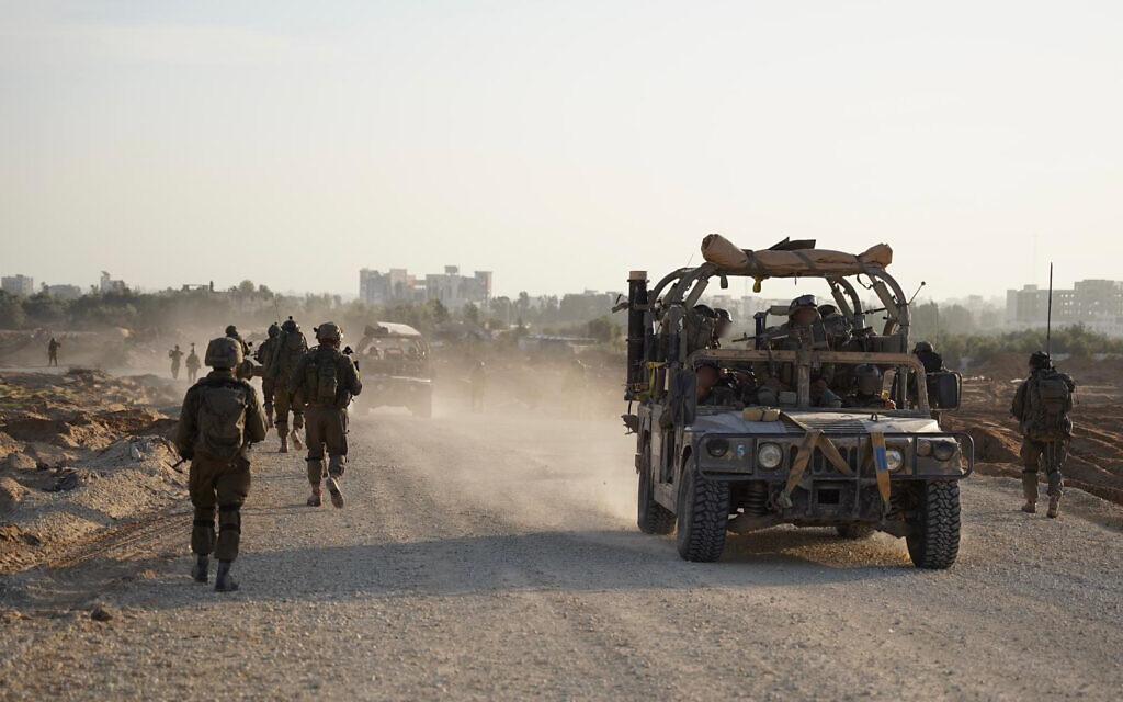 IDF troops and jeep in Gaza IDF photo