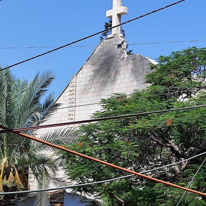 Holy family church gaza burned